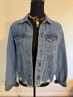 P&Co Classic Light Blue Distressed Denim Jacket S